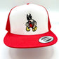 marching wolf red yupong trucker hat
